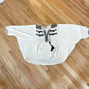 World Market Gauzy Bohemian white Embroidered dolman Sleeve‎ Flowy Womens XL